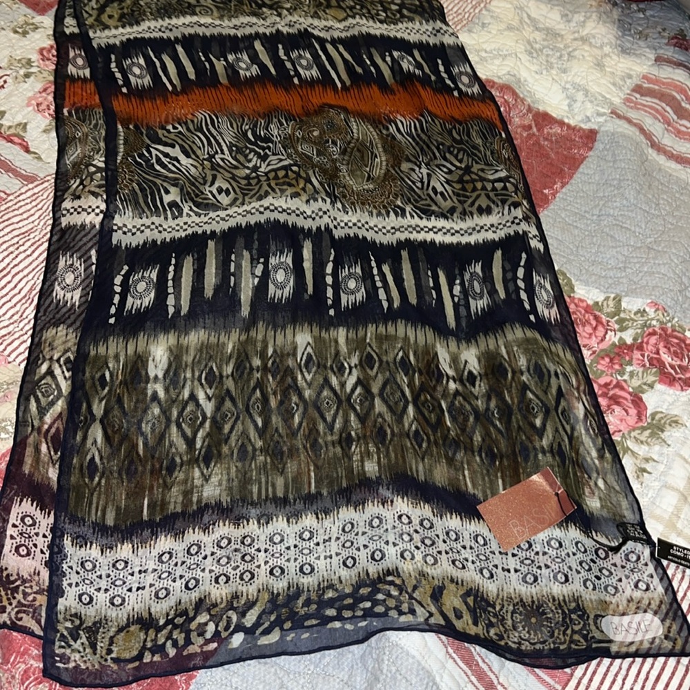 NWT Italy Basile silk oblong sheer scarf 64” x 16”